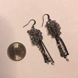 Silver/blue dangly earrings